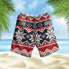 Powwow StoreGBNAT00527 Navy Red Pattern Native  Hawaiian Shorts