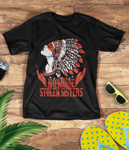 TS0086 I Wear Red For My Sisters Native American Stop MMIW Red Hand No More Stolen Sisters 3D T-Shirt