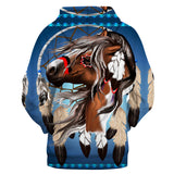 GB-NAT00412 Horse Feathers Dream Catcher 3D Hoodie