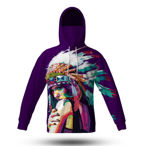 Powwow Store gb nat00483 native girl 3d hoodie with mask