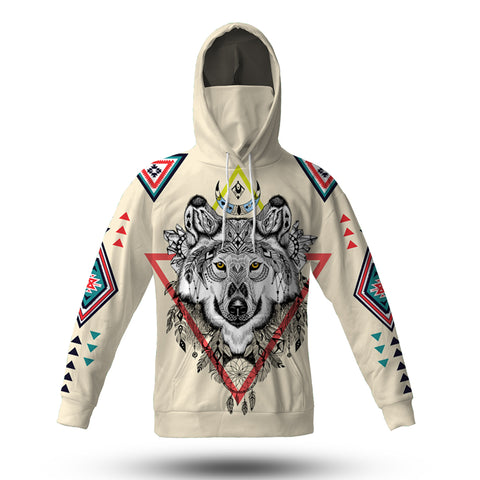 Powwow Store gb nat00144 wolf pattern native american 3d hoodie with mask