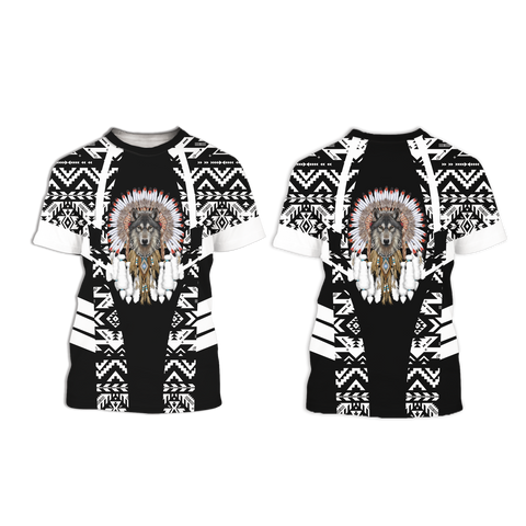 Powwow StoreTS0024 Pattern Light Brown Native American 3D TShirt