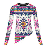 Powwow StoreGBNAT00316 Pink Pattern Native American Dance Long Sleeve Tshirt