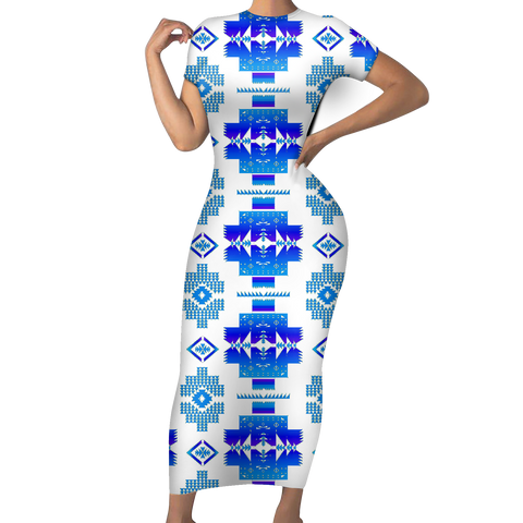GB-NAT00720-11 Pattern Native Short-Sleeved Body Dress