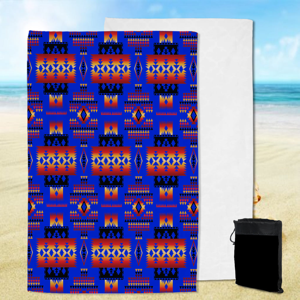 GB-NAT00046-06 Dark Blue Native Tribes Pattern Native American Pool Beach Towel