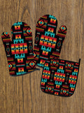 Powwow Store gb nat00046 02 black native tribes pattern native american oven mitts and potholder set