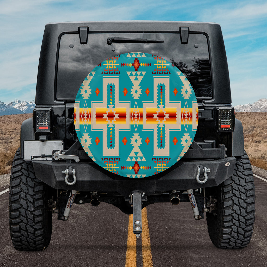 Powwow Store gb nat00062 05 turquoise tribe design spare tire cover