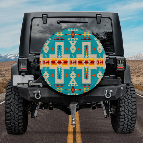 GB-NAT00062-05 Turquoise Tribe Design Spare Tire Cover