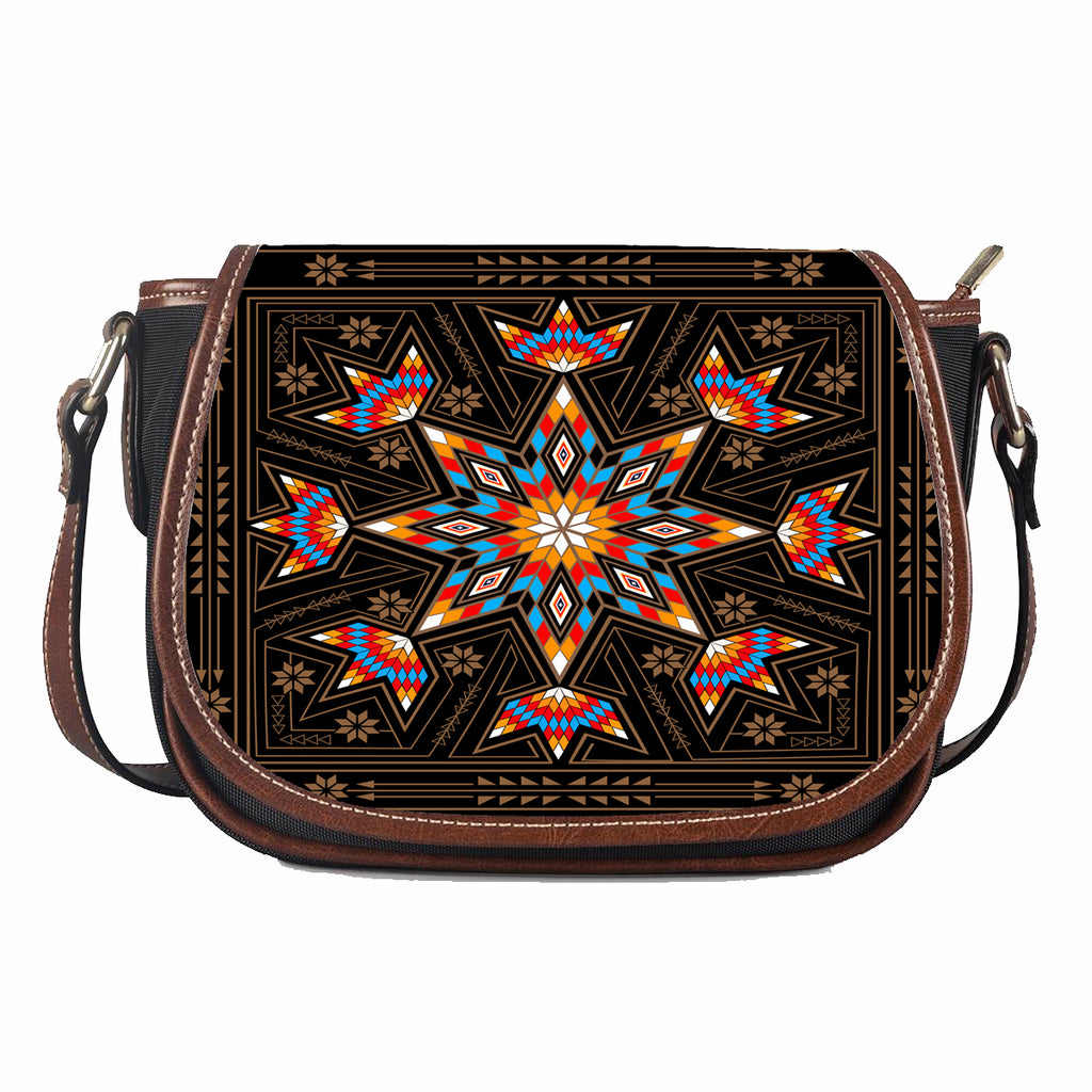 Powwow Store gb nat00070 black geometric leather saddle bag