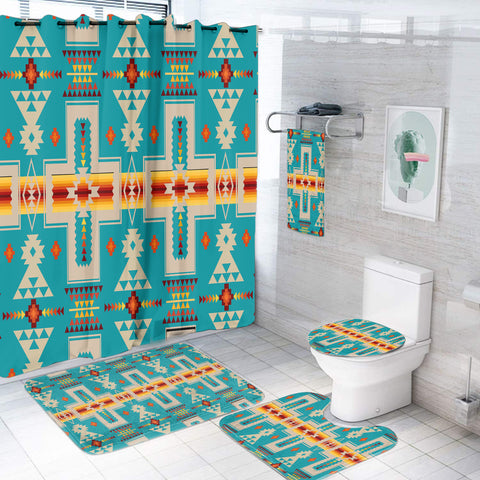 GB-NAT00062-05 Turquoise Tribe Design  Bathroom Set