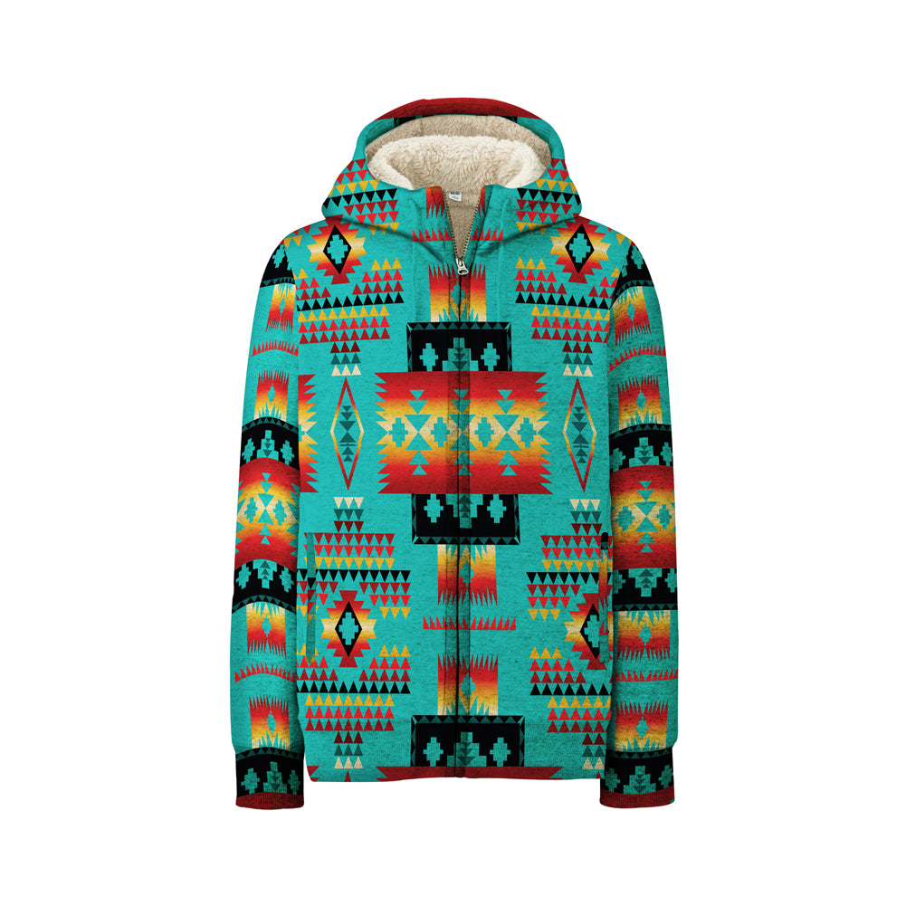 Powwow Store gb nat00046 01 blue native pattern 3d fleece hoodie