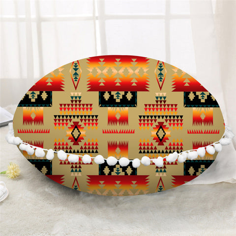 Powwow Store gb nat00046 15 light brown tribe pattern native american round pillow cover