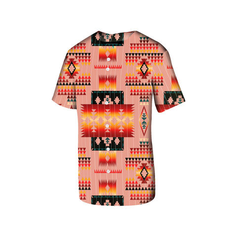 GB-NAT00046-16 Pink Native Tribes Pattern Native American Baseball Jersey