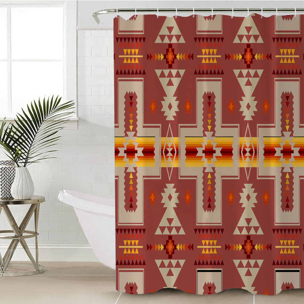 GB-NAT00062-11 Tan Tribe Design Native American Shower Curtain