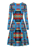 Powwow Store gb nat00046 13 navy pattern native long sleeve dress