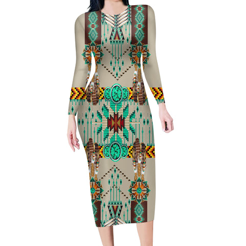 GB-NAT00069-02 Turquoise Blue Pattern Breastplate Native American Body Dress