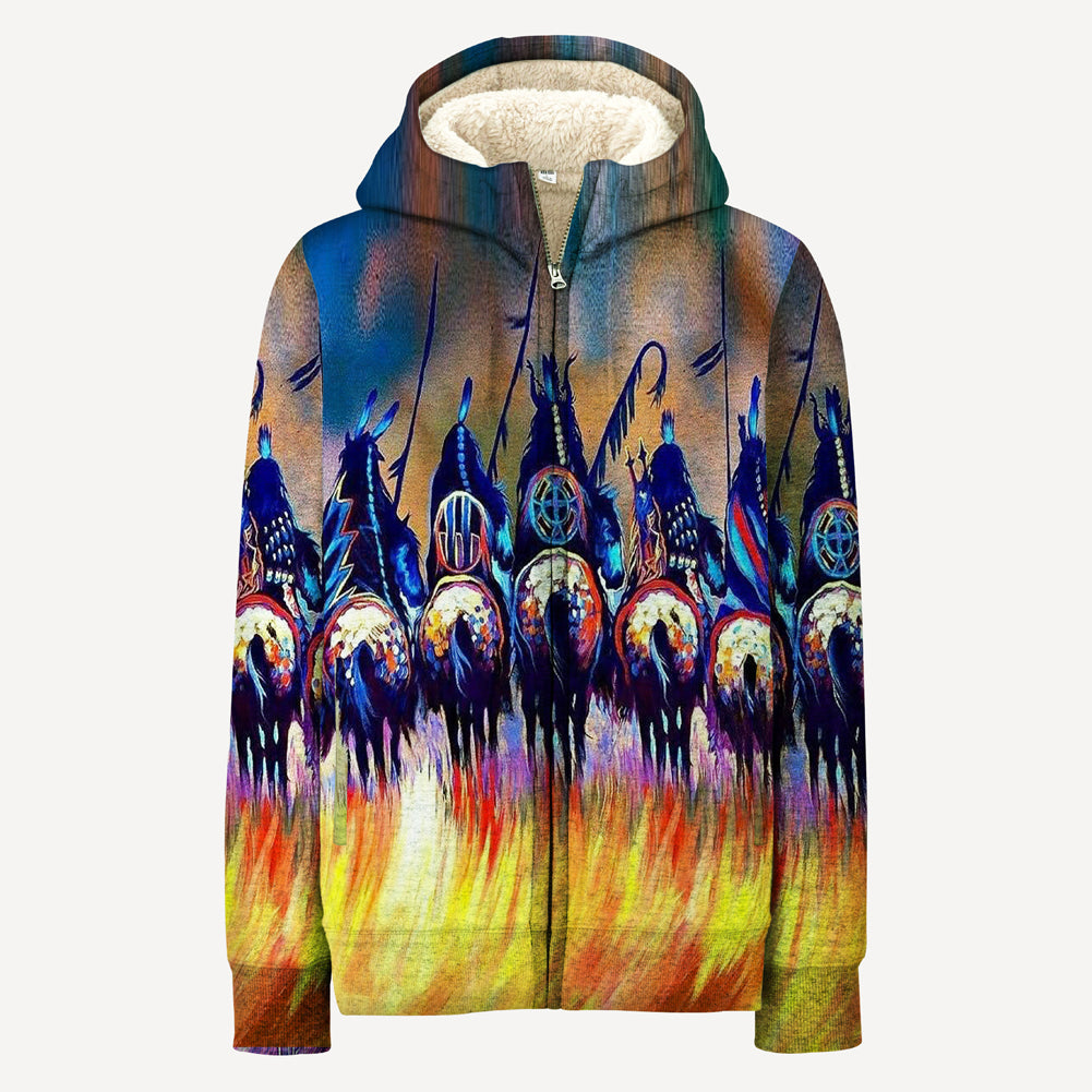 Powwow Store gb nat00013 5 warriors native american 3d fleece hoodie