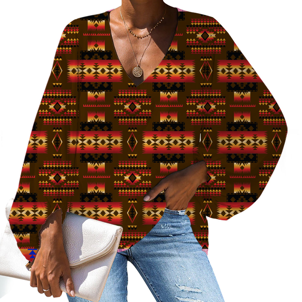 GB-NAT00046-08 Black Native Tribes Pattern Native American Chiffon Shirt - Powwow Store