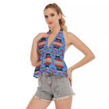 Powwow Store gb nat00046 13 navy tribes pattern hollow crop top