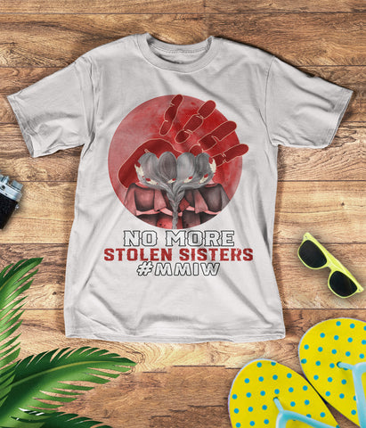 TS0091 I Wear Red For My Sisters Native American Stop MMIW Red Hand No More Stolen Sisters 3D T-Shirt
