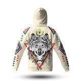 Powwow Store gb nat00144 wolf pattern native american 3d hoodie with mask