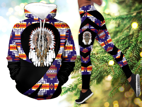 Powwow StoreHLS00332 Pattern Native 3D Hoodie Legging Set