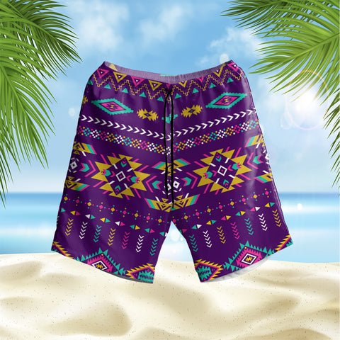 Powwow StoreGBNAT00542 Blue Pattern American Hawaiian Shorts