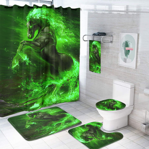 GB-NAT00174 Horse Green Bathroom Set