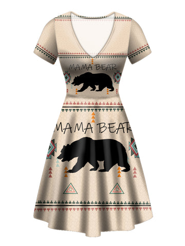 GB-NAT00158 Mama Bear Native Symbol Neck Dress