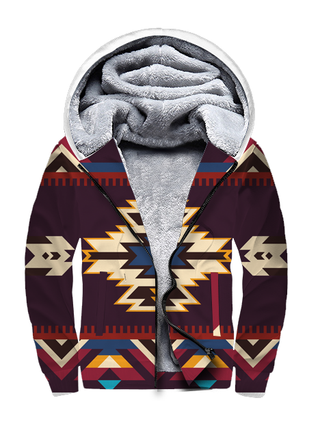 Powwow StoreGBNAT00736 Pattern Native 3D Fleece Hoodie