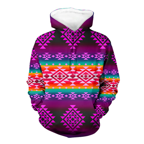 Powwow StoreGBNAT00680 Pattern Purple Native 3D Hoodie