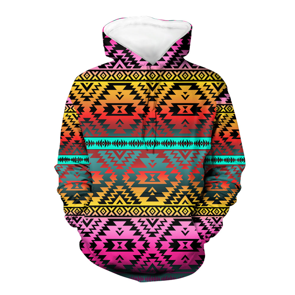 Powwow StoreGBNAT00689 Pattern Native  3D Hoodie