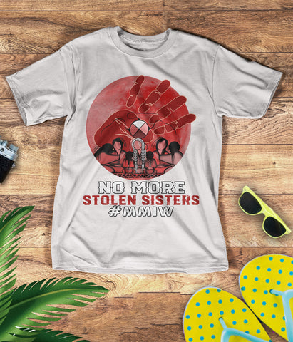 TS0093 I Wear Red For My Sisters Native American Stop MMIW Red Hand No More Stolen Sisters 3D T-Shirt