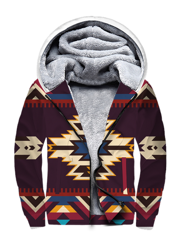 Powwow StoreGBNAT00736 Pattern Native 3D Fleece Hoodie