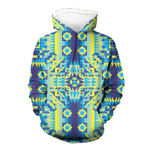 Powwow StoreHD00060 Pattern  Blue Native 3D Hoodie