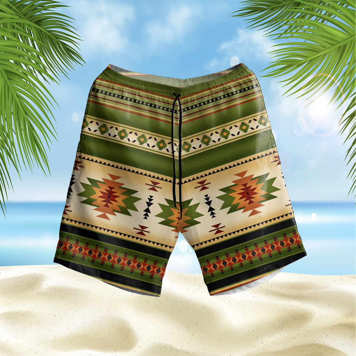 Powwow StoreGBNAT0055904 Blue Native Pattern  Hawaiian Shorts