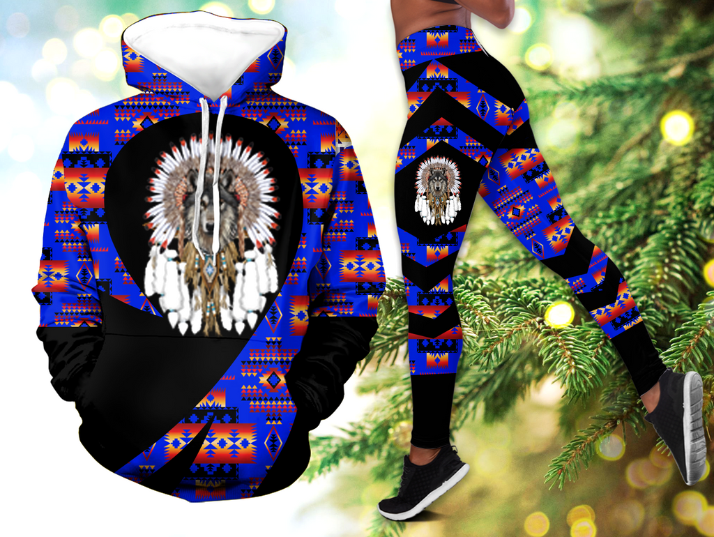 Powwow StoreHLS00328 Pattern Native 3D Hoodie Legging Set