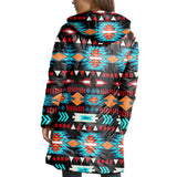 Powwow Storegb nat00573 light neon blue pattern 3d with cap long down jacket