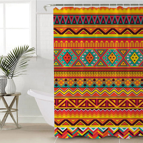 GB-NAT00591 Full Color Patter Tribal  Shower Curtain