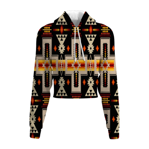 Powwow Store gb nat00062 01 black tribe design native american crop hoodie