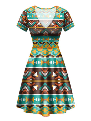 Powwow Store gb nat00579 seamless colorful round neck dress