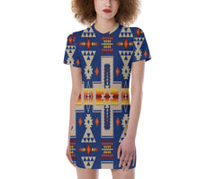 Powwow StoreGBNAT0006204  Pattern Native  Women's Short Sleeve Tight Dress
