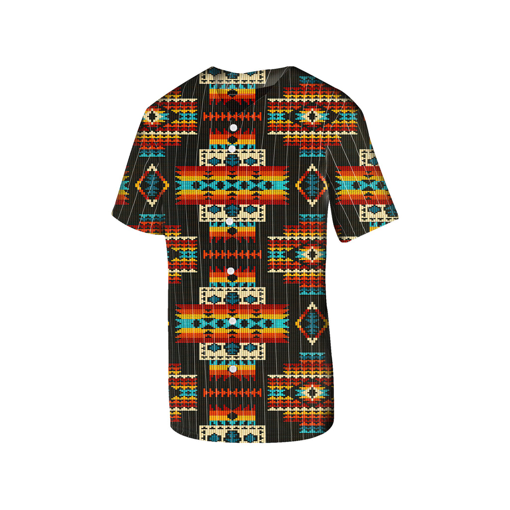 GB-NAT00402 Black Pattern Native Baseball Jersey