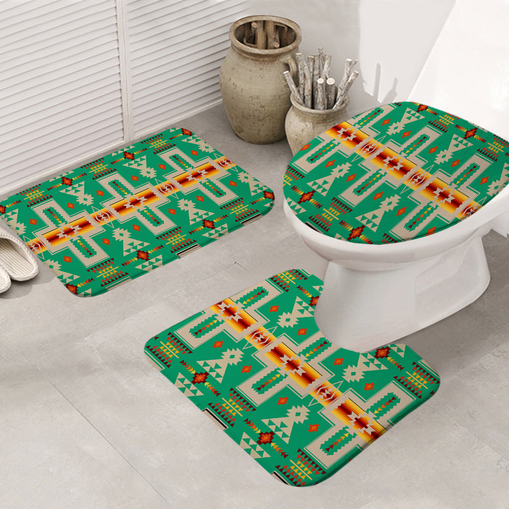 Powwow Store gb nat00062 06 green tribe design native american bathroom mat 3 pieces