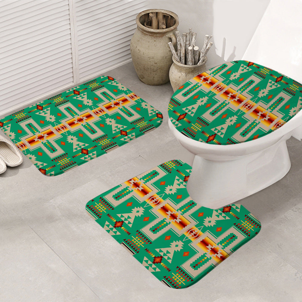 GB-NAT00062-06 Green Tribe Design Native American Bathroom Mat 3 Pieces - Powwow Store