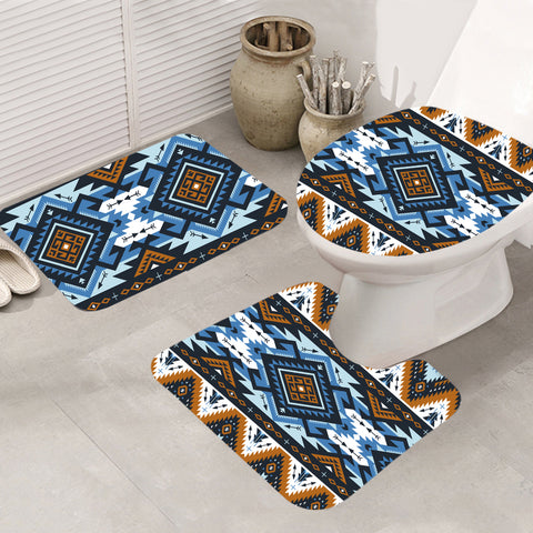 Powwow Store gb nat00613 retro colors tribal seamless bathroom mat 3 pieces