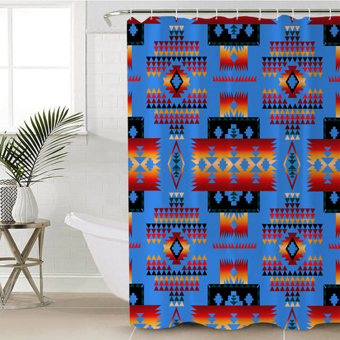 GB-NAT00046-13 Navy Tribes Pattern Native American Shower Curtain