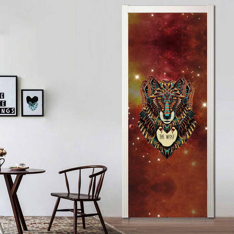 Powwow Store gb nat00093 native american brown wolf door stickers