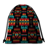 Powwow Store gb nat00046 02 black native tribes pattern beach blanket bag set