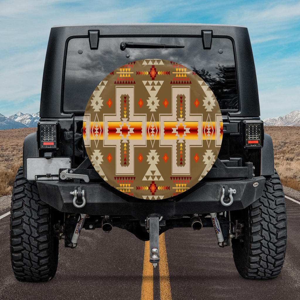 Powwow Store gb nat00062 10 light brown tribe design spare tire cover